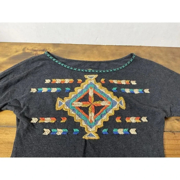 Double D Ranch Size XS Embroidered Thunderbird Long Sleeve 100% Cotton Top - Picture 3 of 9